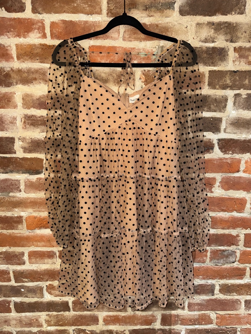 PeachLove Mesh polka dot sheer mini dress size L